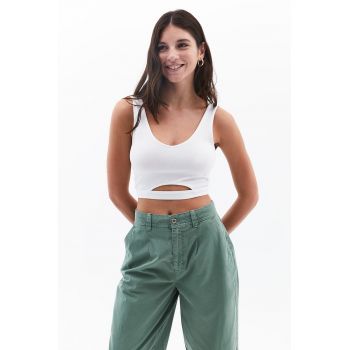Top crop cu bretele incrucisate pe partea din spate