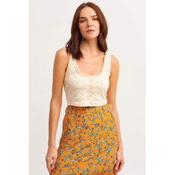 Top crop cu decolteu rotund