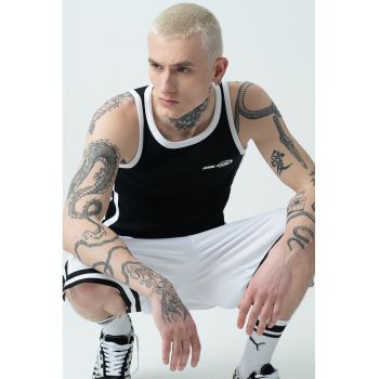 Top regular fit cu decolteu rotund