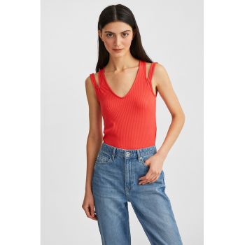 Top striat cu bretele incrucisate