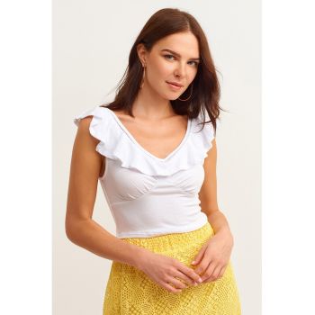 Tricou crop cu decolteu rotund