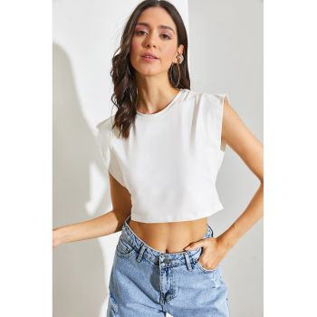 Tricou crop cu model uni