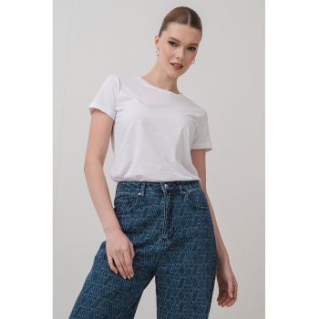 Tricou de bumbac cu maneci cazute