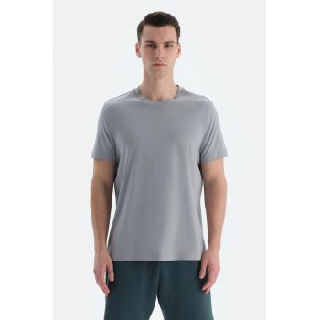 Tricou din bumbac cu decolteu la baza gatului