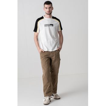 Tricou din bumbac cu insertii contrastante