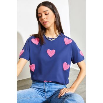 Tricou din bumbac cu model inima