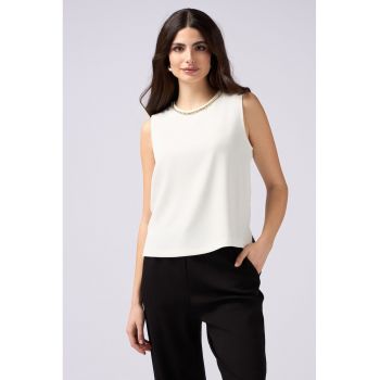Tricou fara maneci cu detaliu cu lant