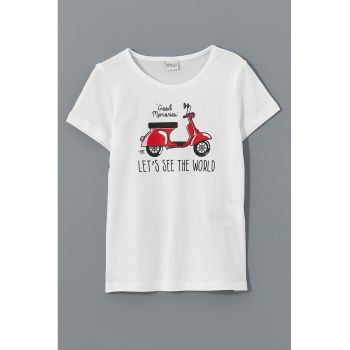 Tricou lejer din bumbac cu imprimeu grafic