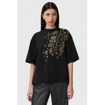 Tricou supradimensionat cu aplicatii cu strasuri