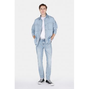 Blugi slim fit cu aspect decolorat