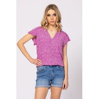 Bluza cu maneci scurte si model floral Rusty
