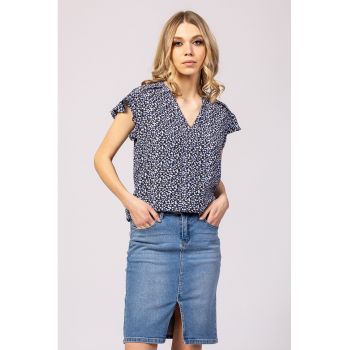 Bluza cu maneci scurte si model floral Rusty