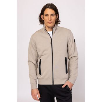 Bluza de trening din amestec de bumbac cu fermoar