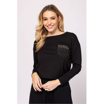 Bluza din amestec de modal cu strasuri Cantara