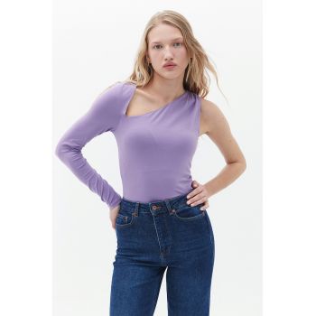 Bluza slim fit asimetrica din bumbac