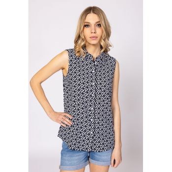 Camasa cu model geometric - fara maneci Ruanna