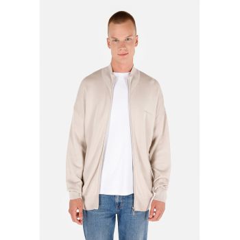 Cardigan cu guler inalt si fermoar