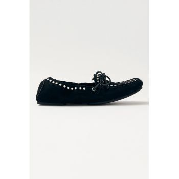Mocasini de piele intoarsa cu tinte