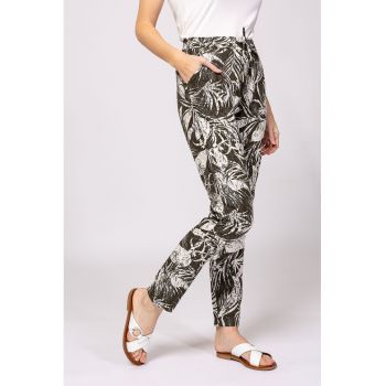 Pantaloni cu buzunare laterale - imprimeu si snur