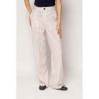 Pantaloni lungi relaxed fit cu talie inalta