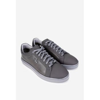 Pantofi barbati din piele naturala gri