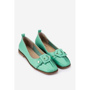 Pantofi dama verzi din piele naturala