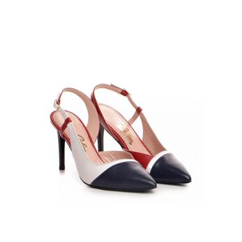 Pantofi de dama  model 1344 nappa alb rosu bleumarin
