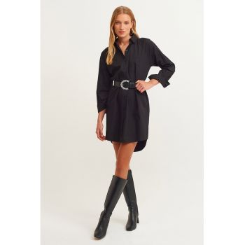 Rochie-camasa de bumbac cu terminatie asimetrica