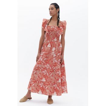 Rochie cu model floral si maneci scurte Pavdesel