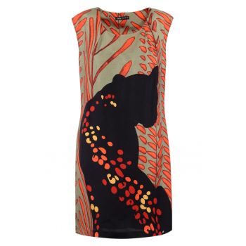Rochie dreapta din amestec de in - Multicolor