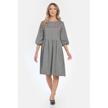 Rochie Medie Dama V295 - Pictata manual - model floral