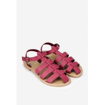 Sandale dama fuchsia din piele naturala