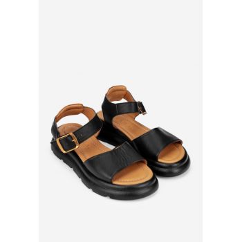 Sandale dama negre din piele