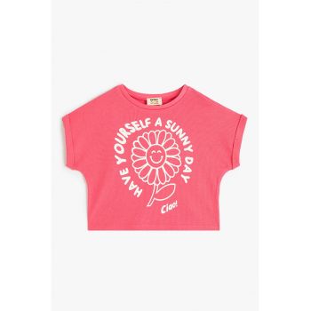 Tricou crop cu imprimeu