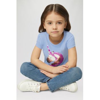 Tricou cu decolteu rotund si paiete