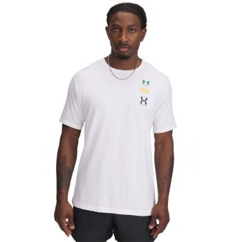 Tricou din amestec de bumbac cu decolteu la baza gatului si logo