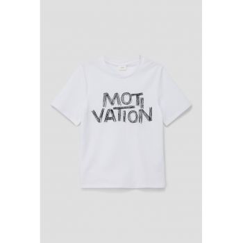 Tricou din amestec de bumbac cu imprimeu text