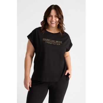 Tricou din amestec de bumbac cu imprimeu text