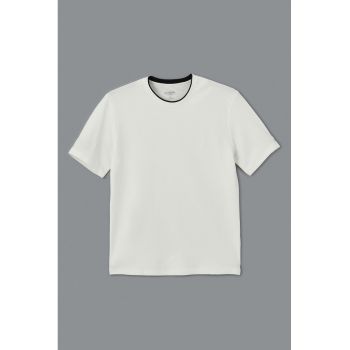 Tricou din amestec de bumbac cu model uni