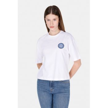 Tricou din bumbac cu decolteu la baza gatului