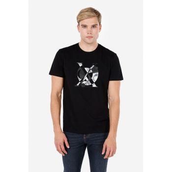 Tricou din bumbac cu model drapat