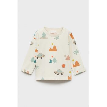 Bluza de bumbac cu decolteu la baza gatului