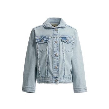 Jacheta din denim cu aspect decolorat