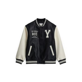 Jacheta varsity din piele ecologica