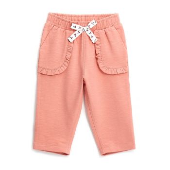 Pantaloni din bumbac cu aplicatie cu funda cu model