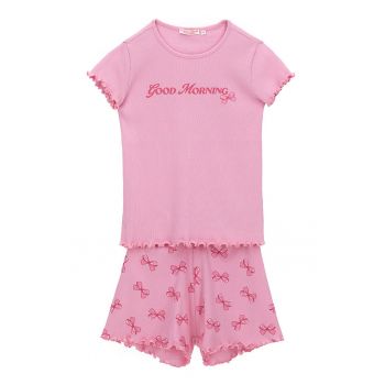 Pijama cu model - maneci scurte si terminatii valurite