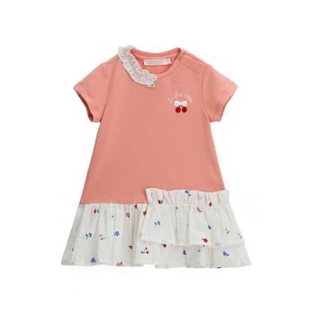Rochie cu croiala dreapta si insertii cu volane