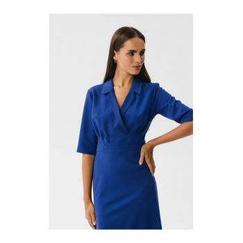 Rochie midi dama -  Bohodawc - albastru de floarea de colt