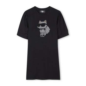 Rochie-tricou cu decolteu la baza gatului si aplicatii din strasuri