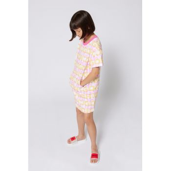Rochie-tricou cu logo si buzunar kangaroo